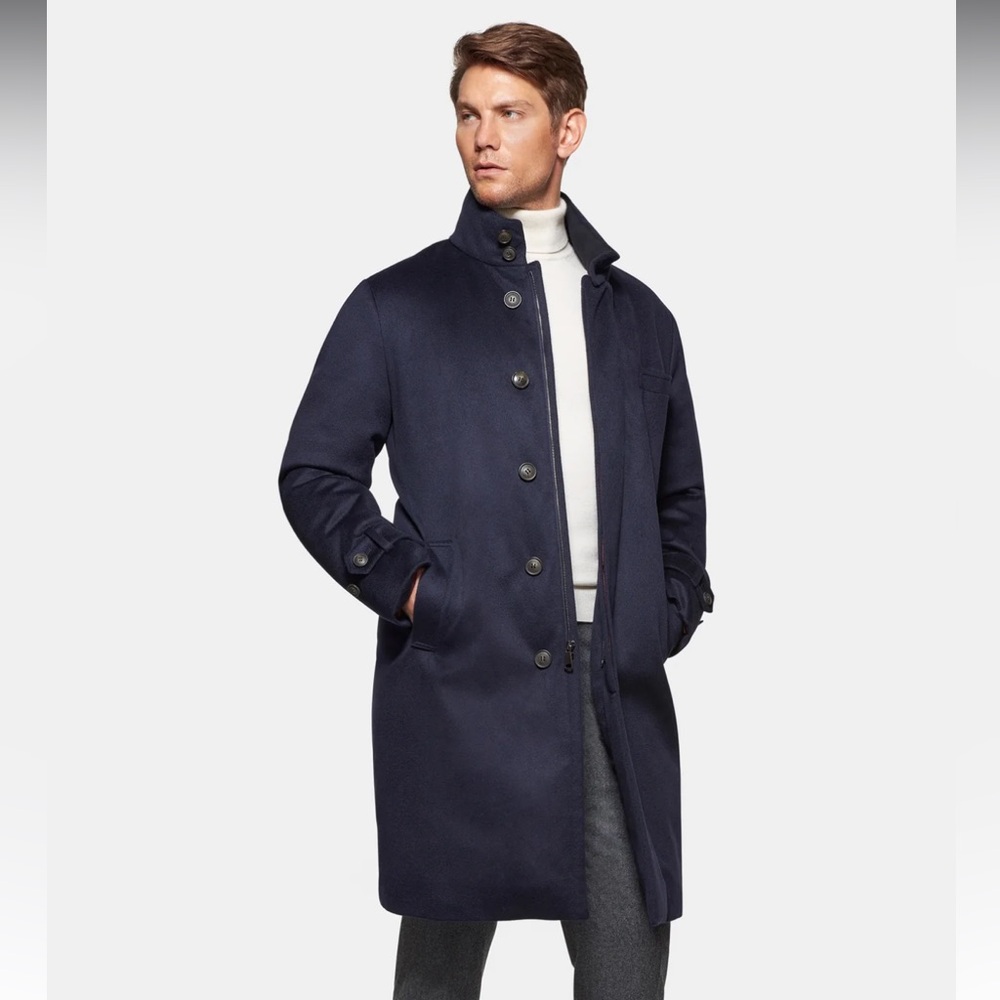 Norwegian Wool pure cashmere topcoat Navy Blue size XL